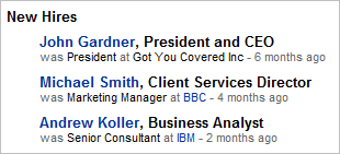 LinkedIn Company Profile - New Hires